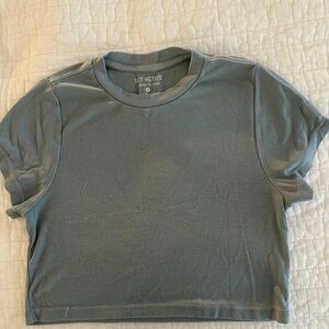 SET Active Ribbed Tee - Light Blue - Size M - slightly worn